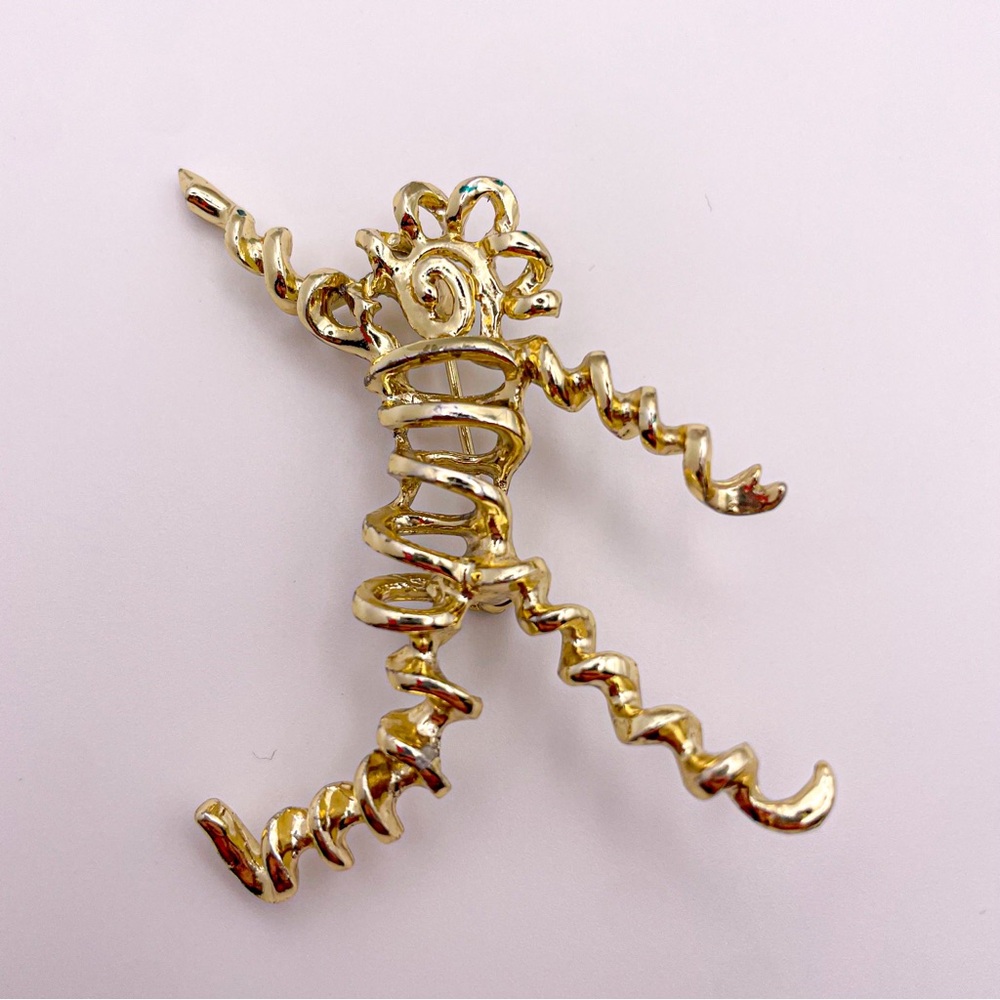 Nemo 1970’s Gold Tone Spiral Disco Dancer Brooch/Pin